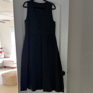 Madewell Dark Green Button-Front Maxi Dress